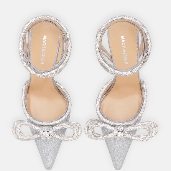 MACH & MACH Shoes - MACH & MACH Double Bow Glitter Pumps